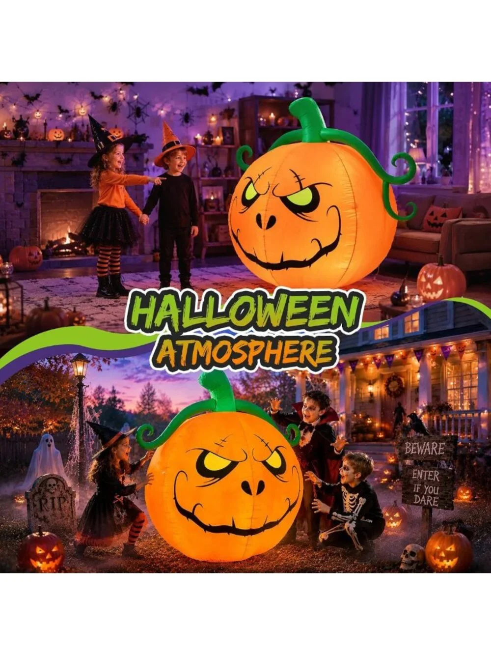 5FT Inflatable Pumpkin Yard Decoration for Halloween Festive Outdoor Decor